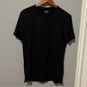 Cuts split hem short sleeve shirt